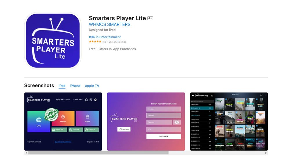 smarters player lite iptv player apple